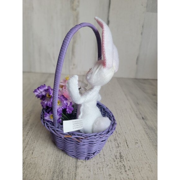 Annalee Easter bunny wicker basket spring flower home decor - Picture 5 of 7